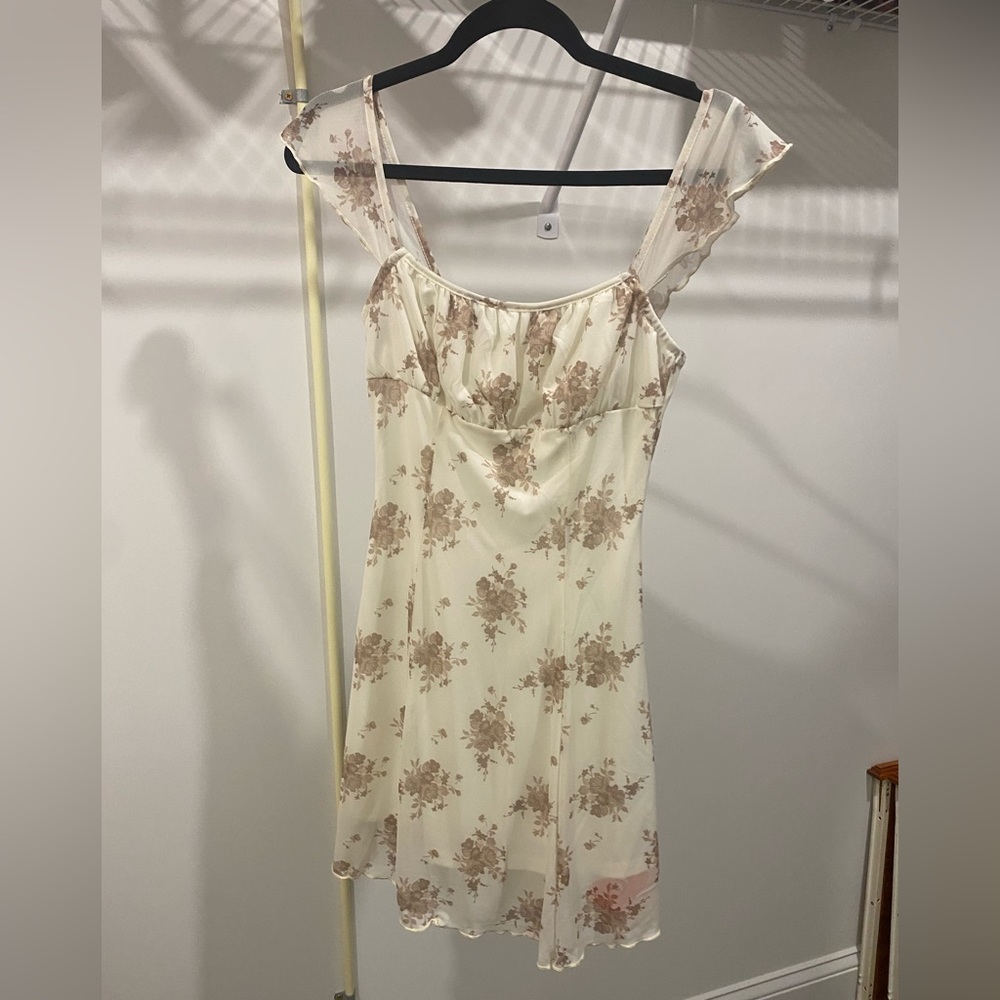Floral Mesh Ruched Mini Dress NWT - Picture 7 of 7